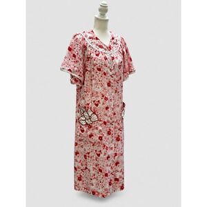 Vintage Kelly Reed Floral House Dress Duster Nightgown Pearl Button Front Sz S